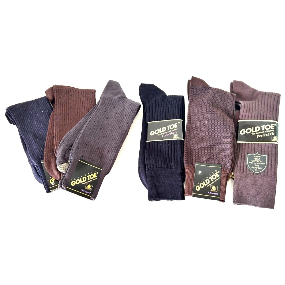 VTG Gold Toe Dress Socks Lot 6 Pr NOS Canterbury Concord Monroe Pima Canterbury